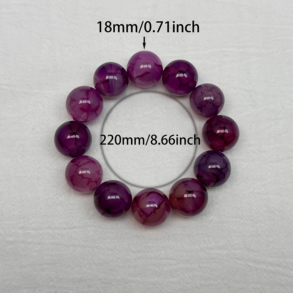 Natural Amethyst Agate Bead Bracelet, Elegant Purple Pattern
